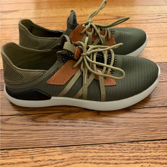 OluKai Mio Li Olive Green and Brown Men's Sneakers